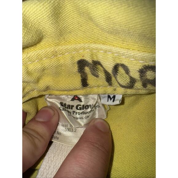 Vintage Yellow Firefighter Chore Jacket USA Made Distressed Workwear Medium - Picture 3 of 6